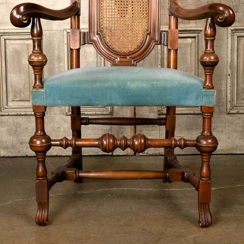 #52409 Antique Carved Wood High Back Armchair image 5