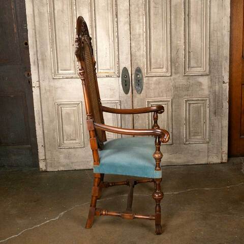 #52409 Antique Carved Wood High Back Armchair image 7