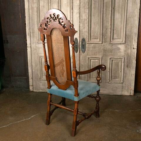 #52409 Antique Carved Wood High Back Armchair image 8