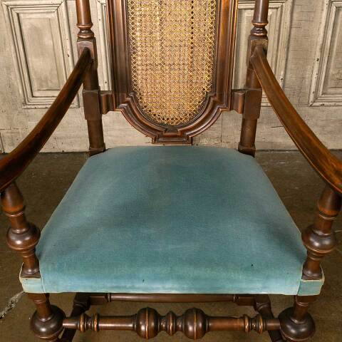 #52410 Antique Carved Wood High Back Armchair image 3