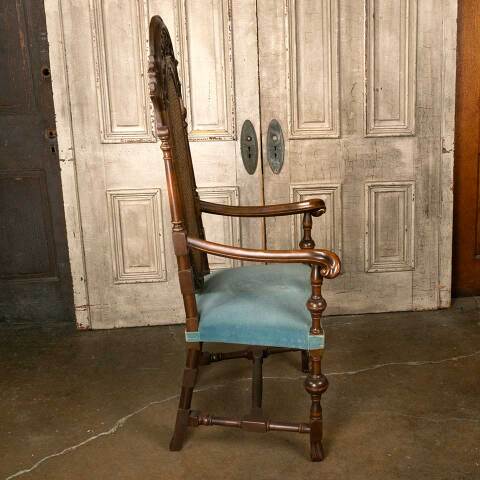 #52410 Antique Carved Wood High Back Armchair image 6