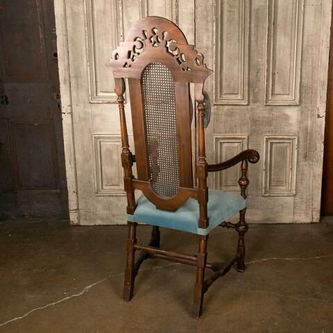 #52410 Antique Carved Wood High Back Armchair image 7