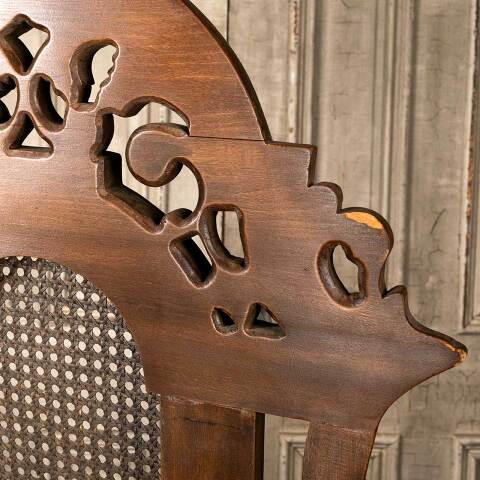 #52410 Antique Carved Wood High Back Armchair image 8