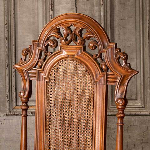 #52411 Antique Carved Wood High Back Armchair image 2