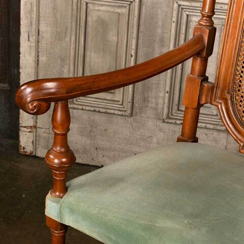 #52411 Antique Carved Wood High Back Armchair image 3