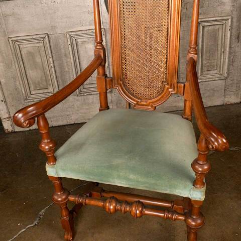 #52411 Antique Carved Wood High Back Armchair image 4