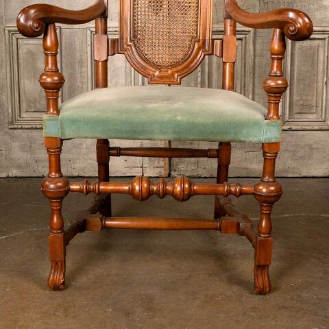 #52411 Antique Carved Wood High Back Armchair image 5
