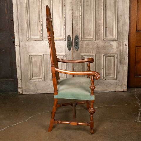 #52411 Antique Carved Wood High Back Armchair image 7