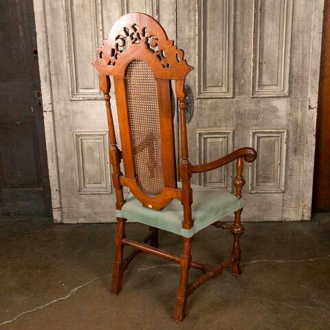 #52411 Antique Carved Wood High Back Armchair image 8