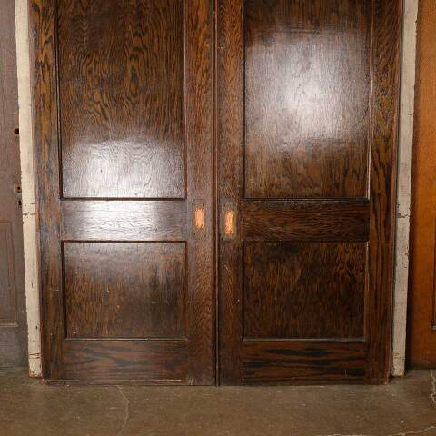 #52446 65x84 Antique Oak 2 Panel Pocket Doors image 3