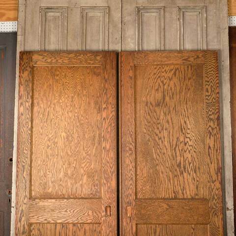 #52447 65x84 Antique Oak 2 Panel Pocket Doors image 2