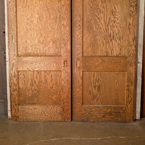 #52447 65x84 Antique Oak 2 Panel Pocket Doors image 3