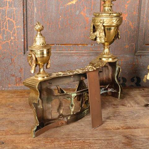 #52483 Antique Brass Ornate Fireplace Andirons image 8