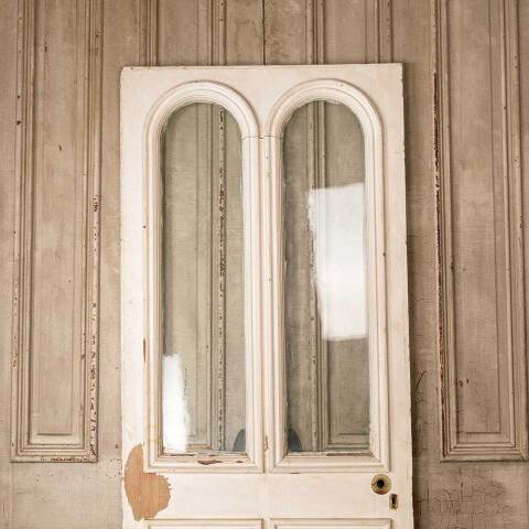 #52519 32x79 Salvaged Antique 2 Lite Entry Door image 2
