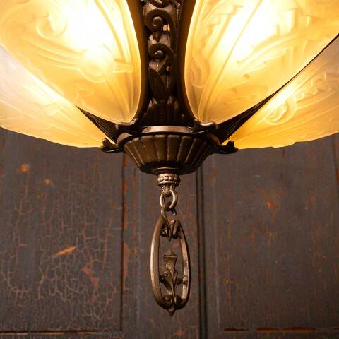 #52528 Reproduction 5 Light Art Deco Slip Shade Chandelier image 6