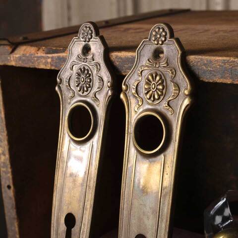 #52532 Antique Glass & Brass Door Hardware Set image 7