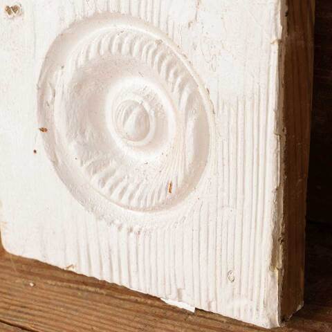 #52548 Antique Painted Wood Rosette Trim Block image 4