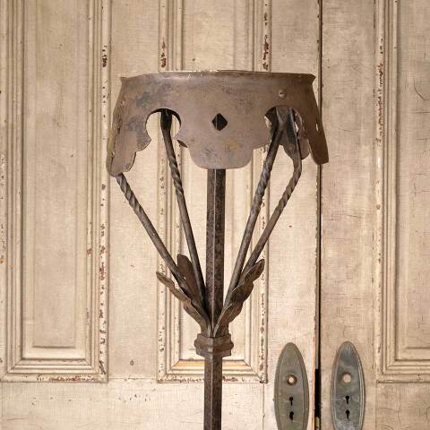 #52604 Set of 2 Antique Wrought Iron Candle Holders image 5