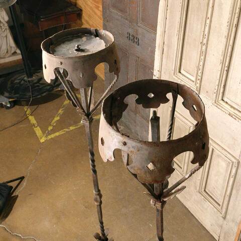 #52604 Set of 2 Antique Wrought Iron Candle Holders image 6