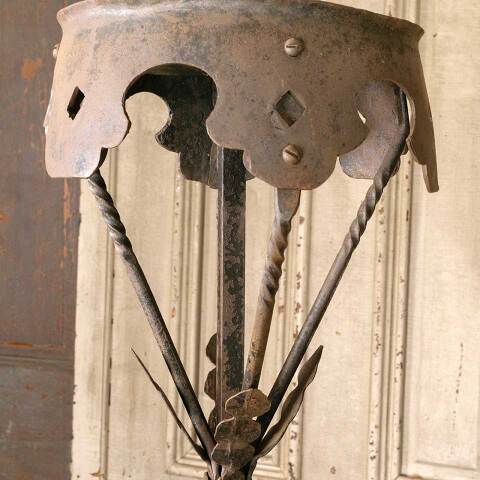 #52604 Set of 2 Antique Wrought Iron Candle Holders image 7