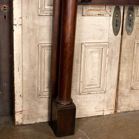 #52605 59x80 Salvaged Antique Oak Fireplace Mantel image 4