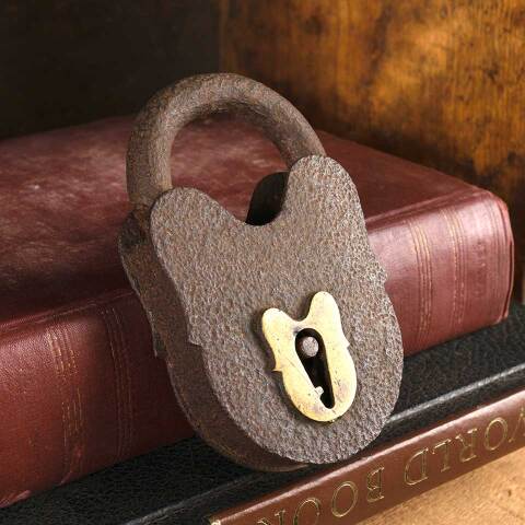 #52613 Antique Iron Padlock with Brass Keyhole image 3