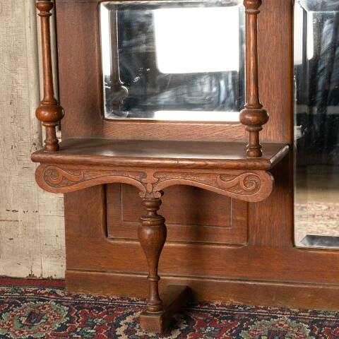 #52625 Salvaged Antique Oak Overmantel Mirror image 3