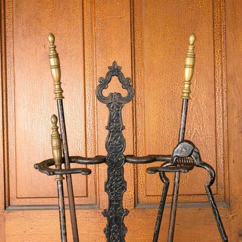 #52659 Antique Victorian Fireplace Tool Set & Holder image 2