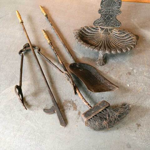 #52659 Antique Victorian Fireplace Tool Set & Holder image 3