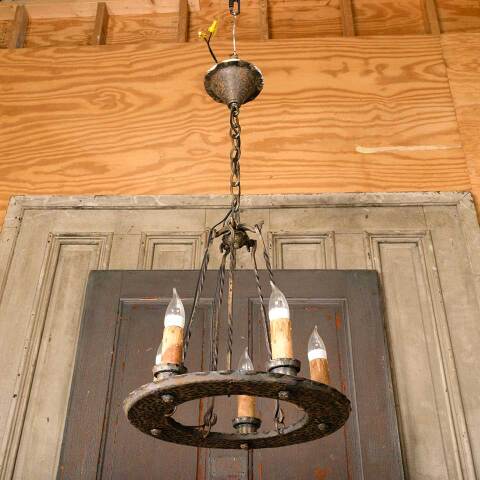 #52665 16x32 Antique Wrought Iron Tudor Chandelier image 7