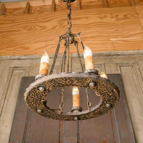 #52665 16x32 Antique Wrought Iron Tudor Chandelier image 2