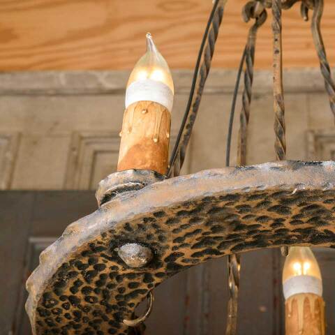 #52665 16x32 Antique Wrought Iron Tudor Chandelier image 3