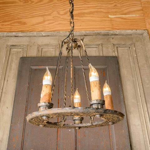 #52665 16x32 Antique Wrought Iron Tudor Chandelier image 6