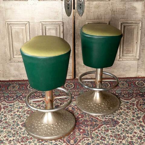 #52687 Set of 2 Unique Vintage Stools with Footrests image 7
