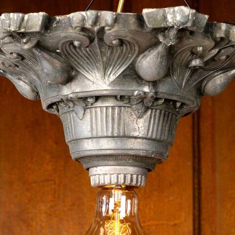 #52736 Salvaged Antique Flush Mount Light Fixture image 2