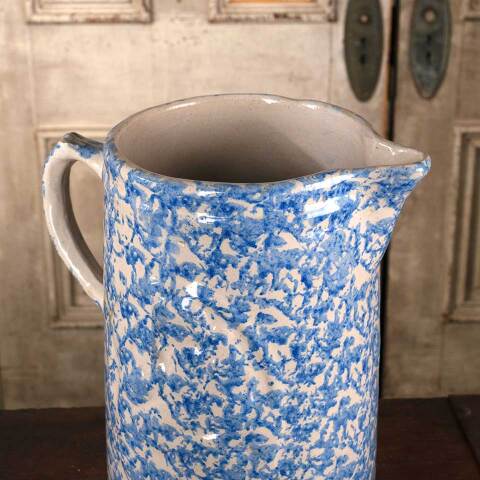 #52755 Antique 9" Spongeware Stoneware Pitcher image 3