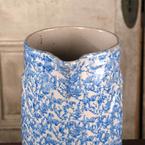 #52755 Antique 9" Spongeware Stoneware Pitcher image 4