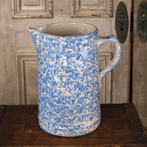 #52755 Antique 9" Spongeware Stoneware Pitcher image 5
