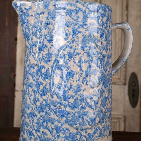 #52755 Antique 9" Spongeware Stoneware Pitcher image 6