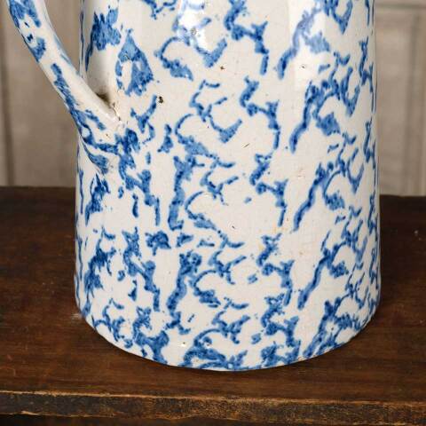 #52756A Antique 9" Spongeware Stoneware Pitcher image 3