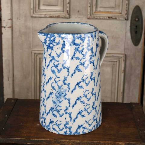 #52756A Antique 9" Spongeware Stoneware Pitcher image 5