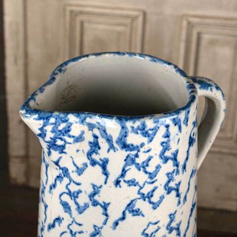 #52756A Antique 9" Spongeware Stoneware Pitcher image 7