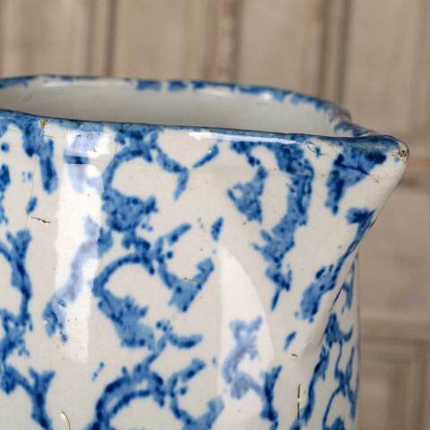 #52756A Antique 9" Spongeware Stoneware Pitcher image 8