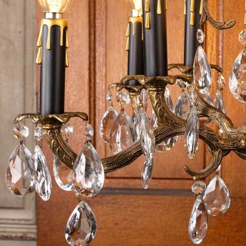 #52823 Vintage 10 Bulb Brass Chandelier Light Fixture image 3