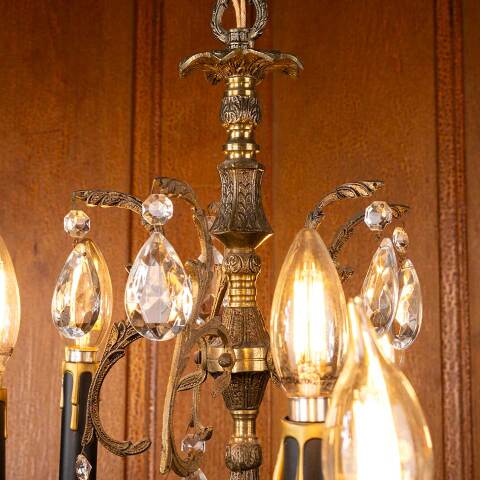 #52823 Vintage 10 Bulb Brass Chandelier Light Fixture image 6