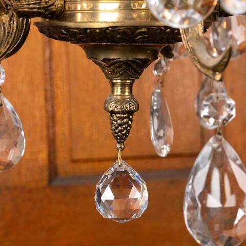 #52823 Vintage 10 Bulb Brass Chandelier Light Fixture image 5