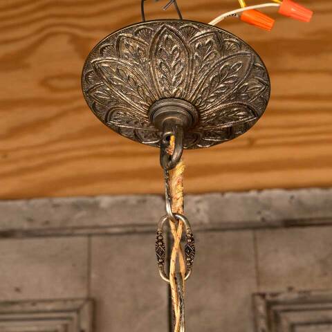 #52823 Vintage 10 Bulb Brass Chandelier Light Fixture image 8