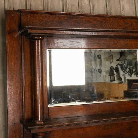 #52824 60x78 Antique Oak Fireplace Mantel w/ Mirror image 2