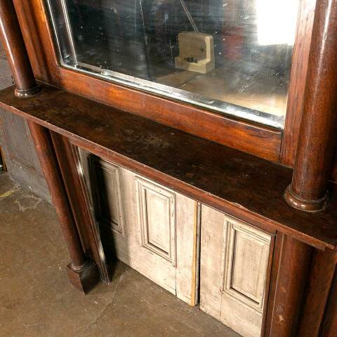 #52824 60x78 Antique Oak Fireplace Mantel w/ Mirror image 4