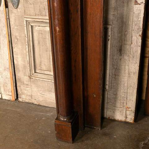 #52824 60x78 Antique Oak Fireplace Mantel w/ Mirror image 7